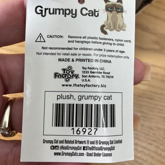 Grumpy Cat Plush by Toy Factory Laying Down Stuffed Animal Toy Kitty New w Tag - Picture 7 of 10
